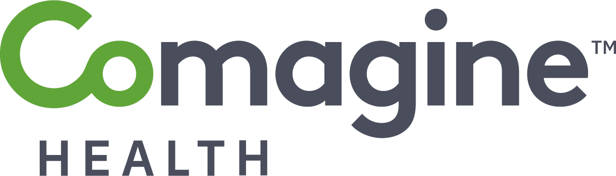 Comagine Health logo with Co in green and magine and HEALTH in dark gray.