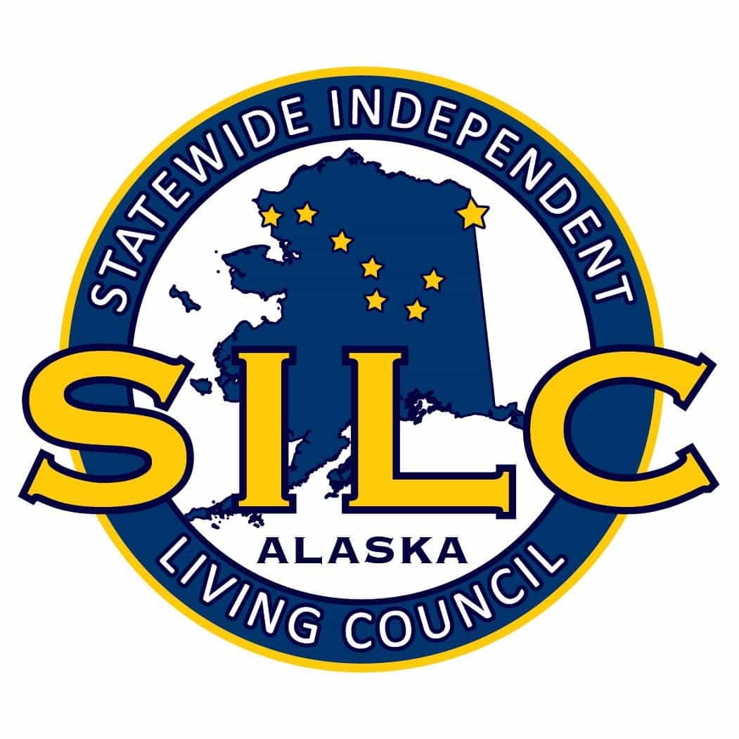 SILC Logo Statewide Independent Living Council surrounding an image of the State of Alaska with the big dipper constellation overlaid